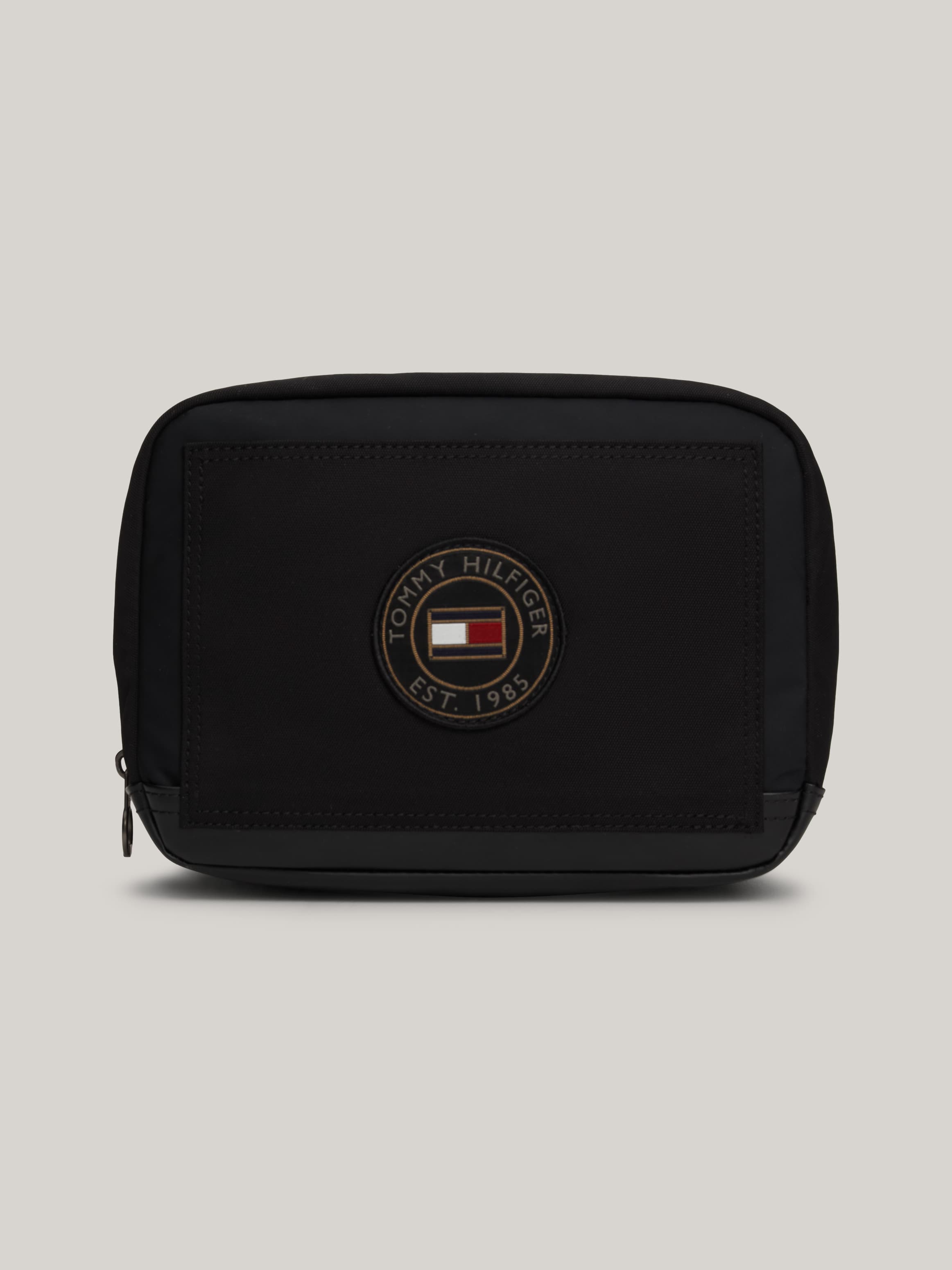 Mixed Texture Logo Badge Washbag