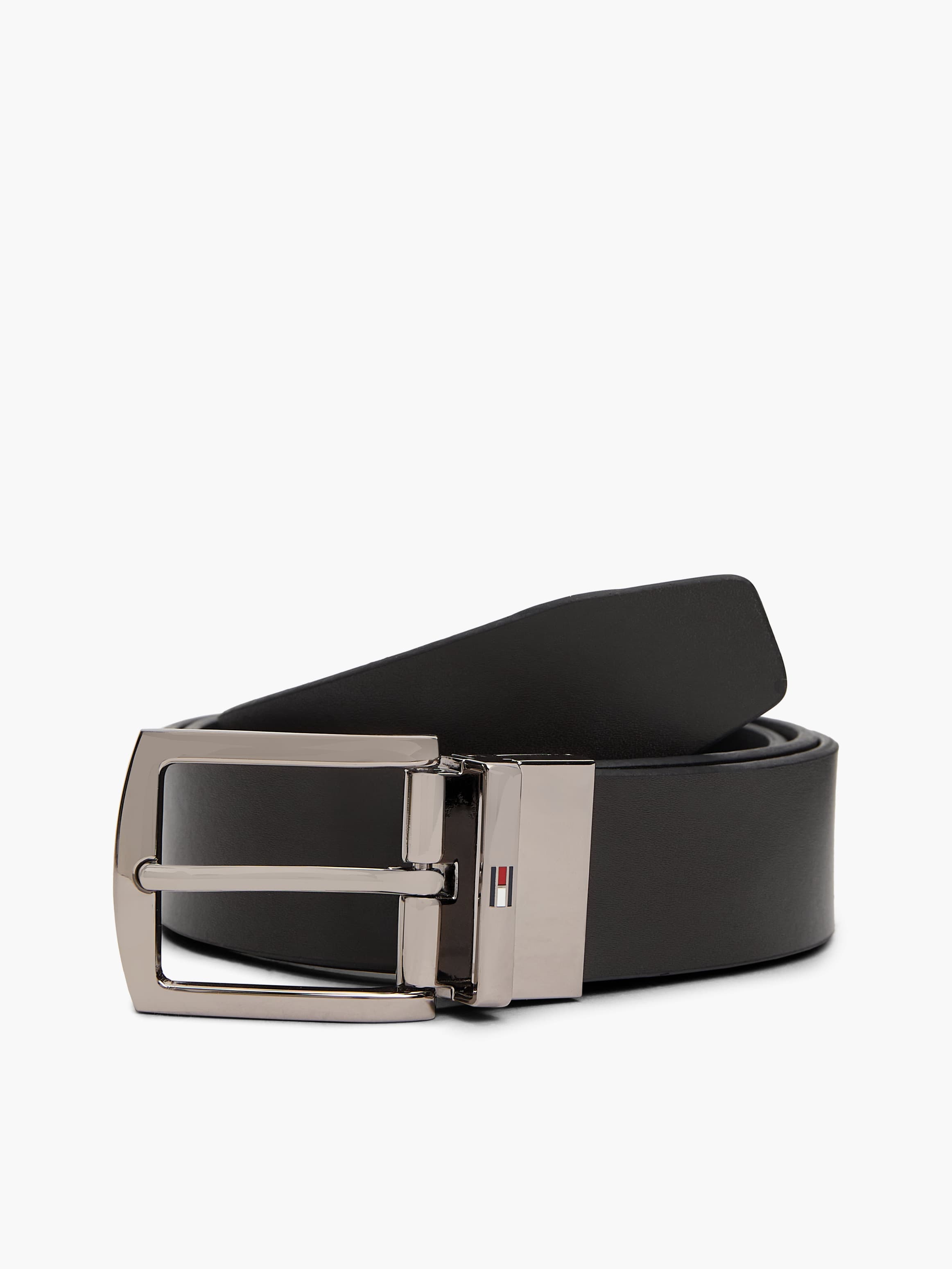 Flag Rectangular Buckle Reversible Leather Belt