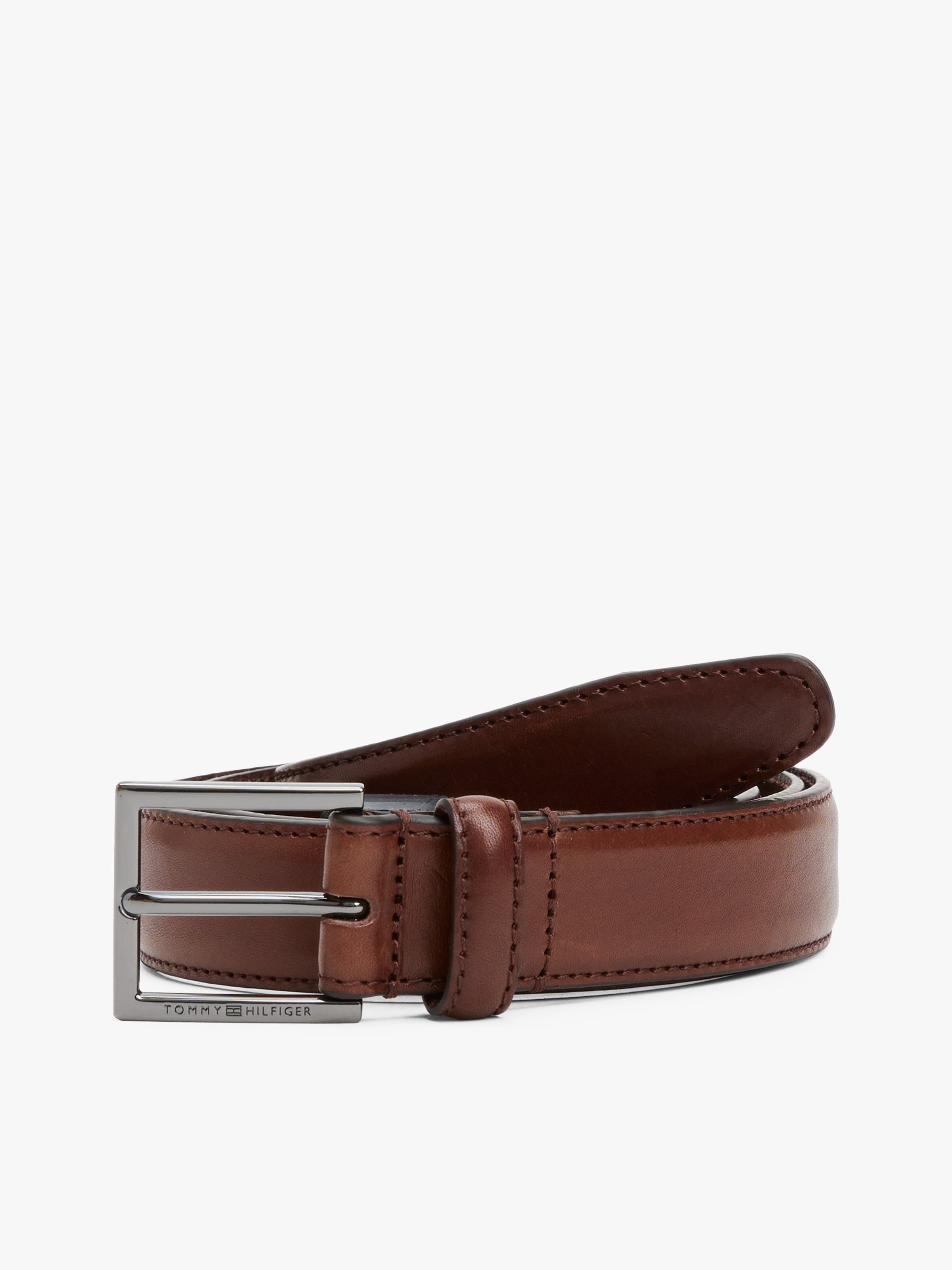 Logo Square Buckle Leather Belt
