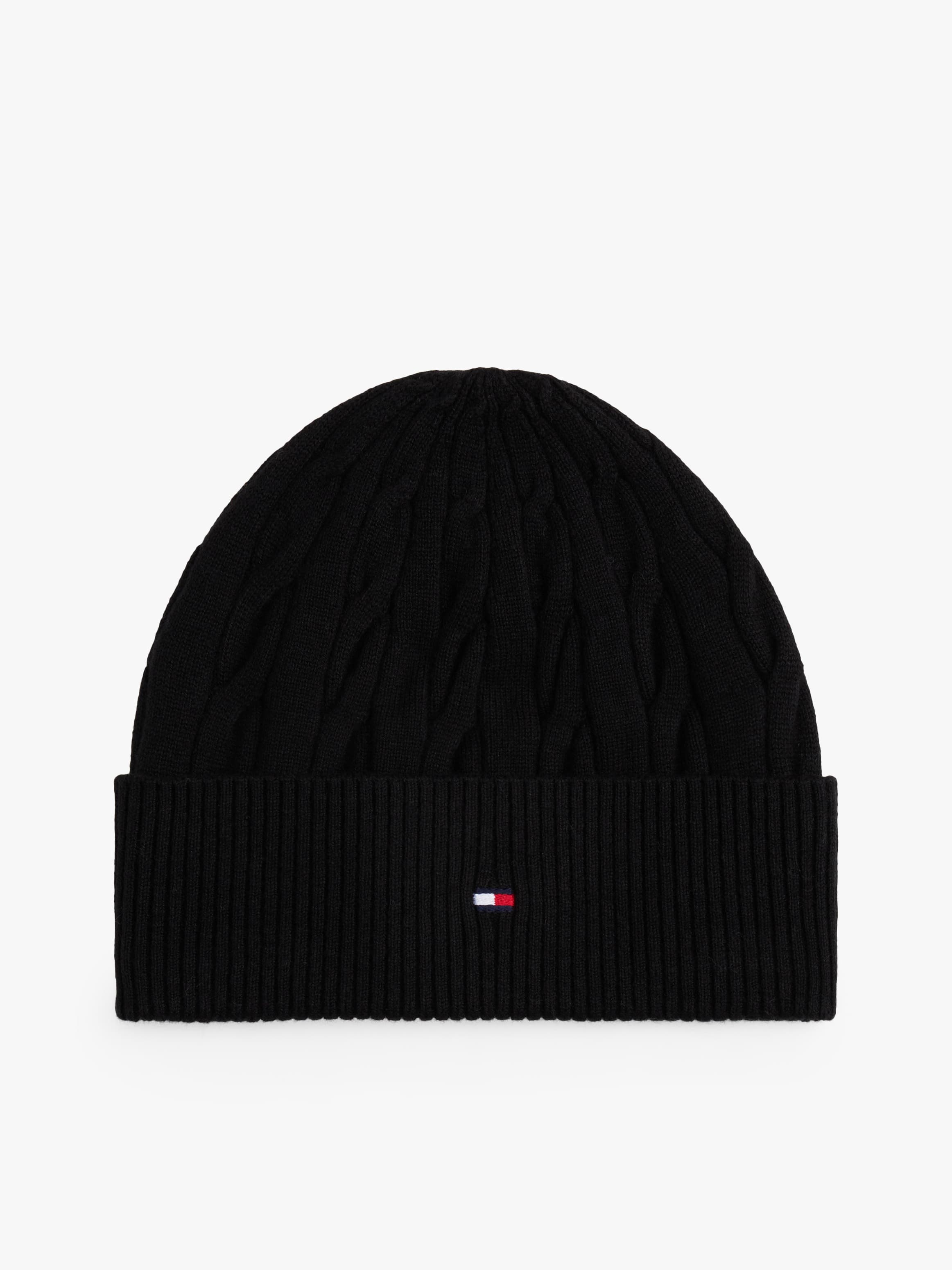 Hilfiger Flag Cable Knit Wool Blend Beanie