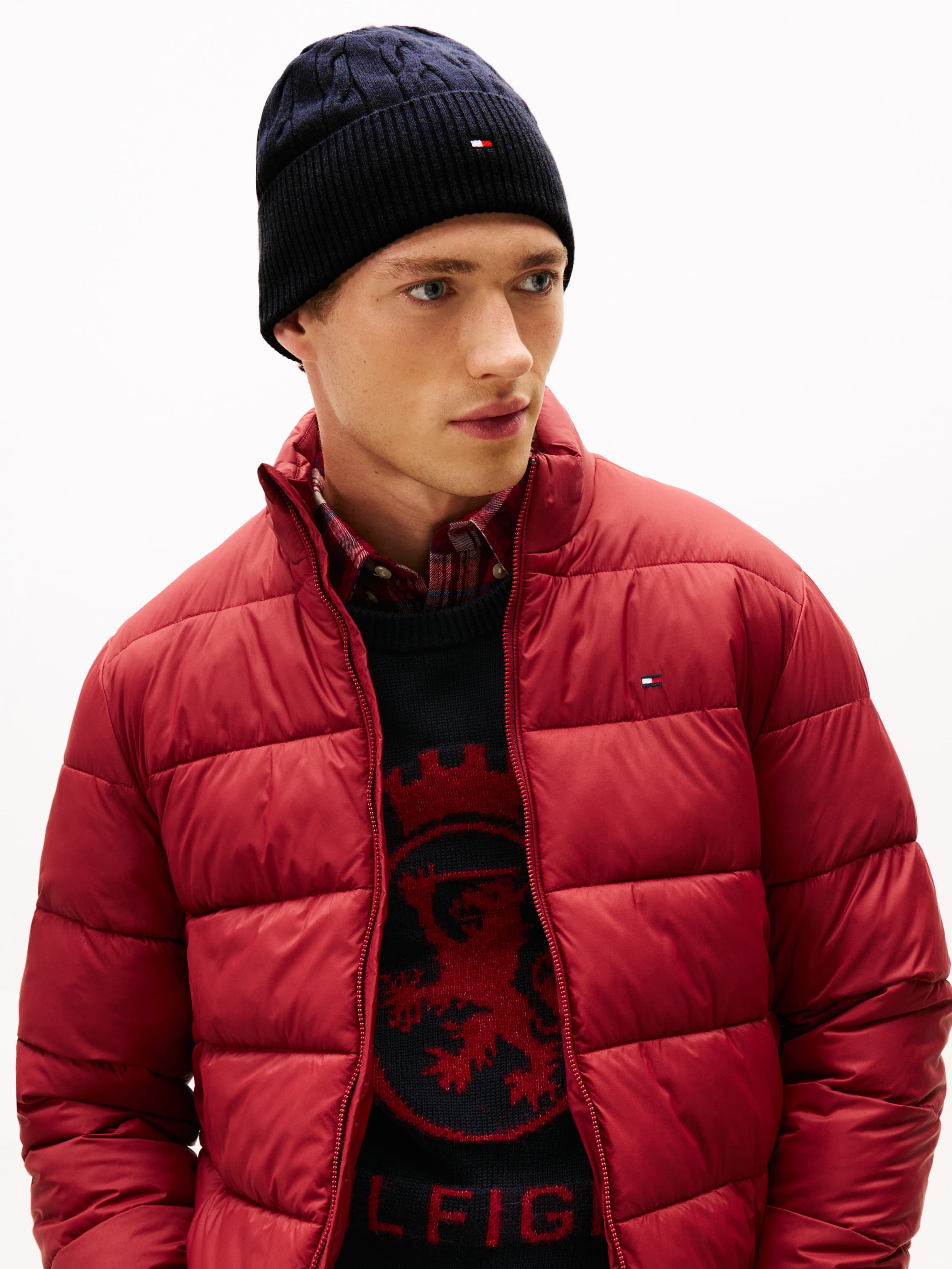 Hilfiger Flag Cable Knit Wool Blend Beanie