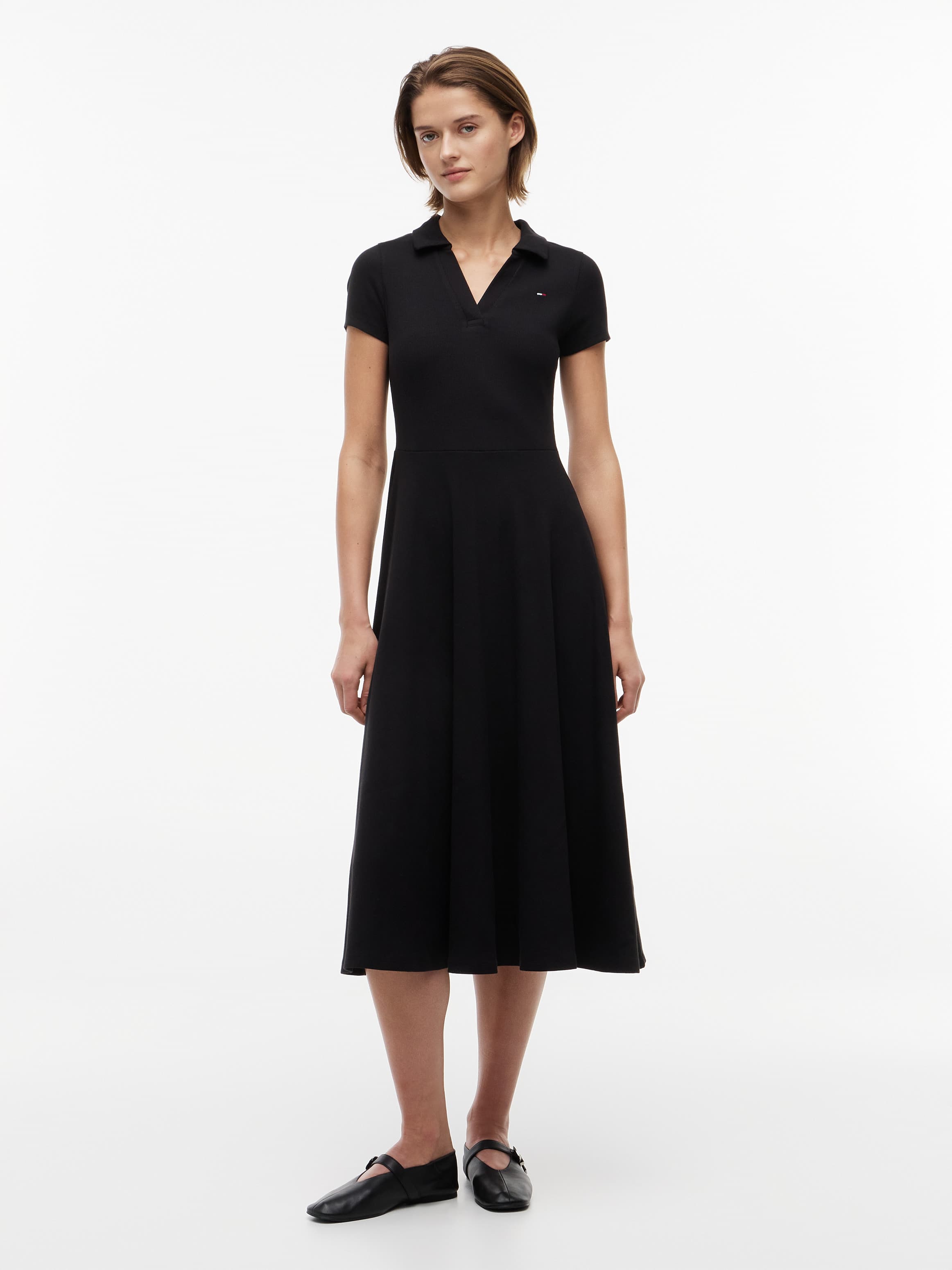 Fit and Flare Midi Polo Dress