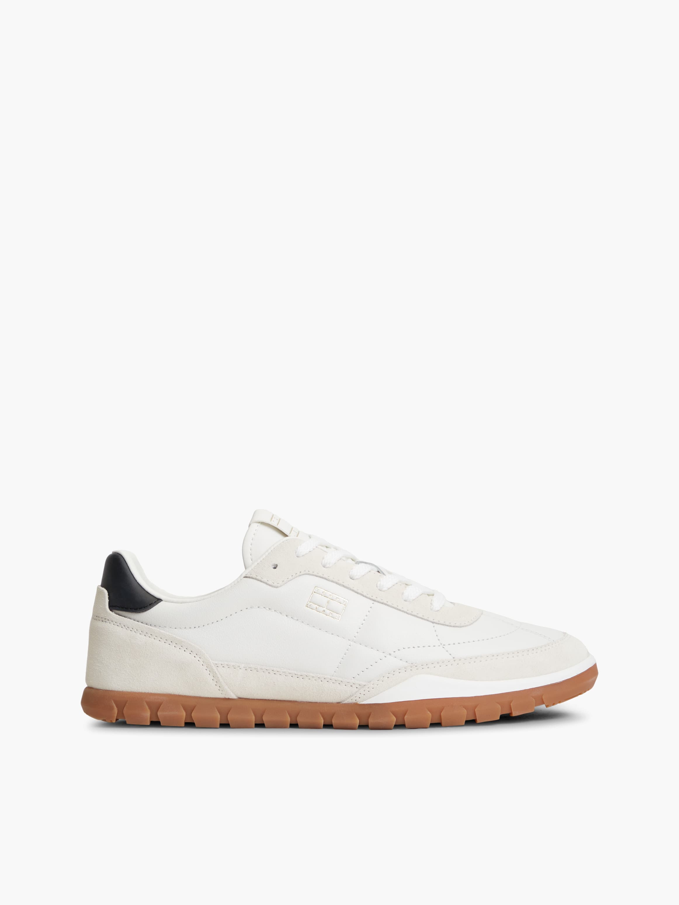 Leather Mixed Textured Low Profile Trainers