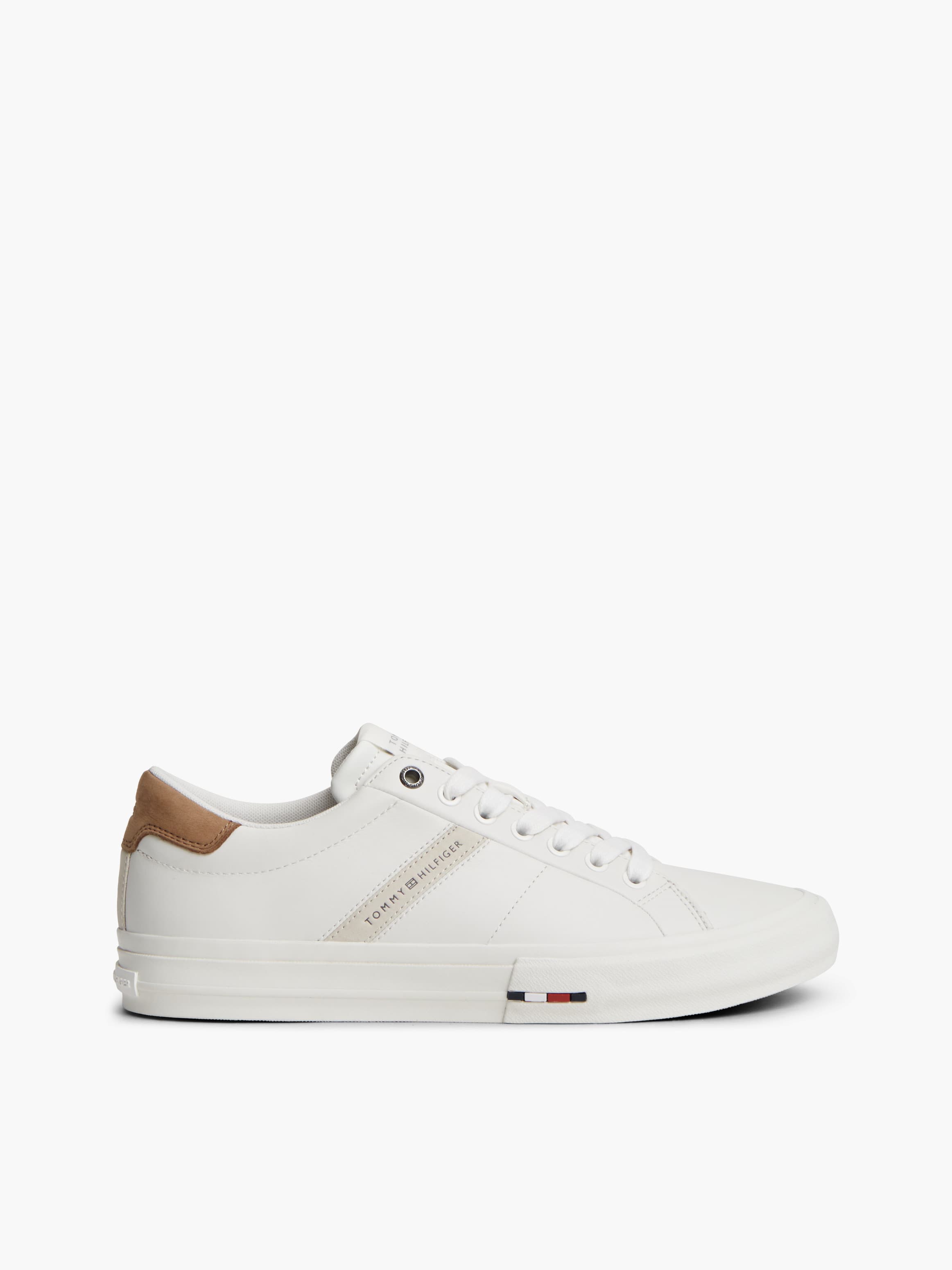 Leather Logo Contrast Heel Trainers