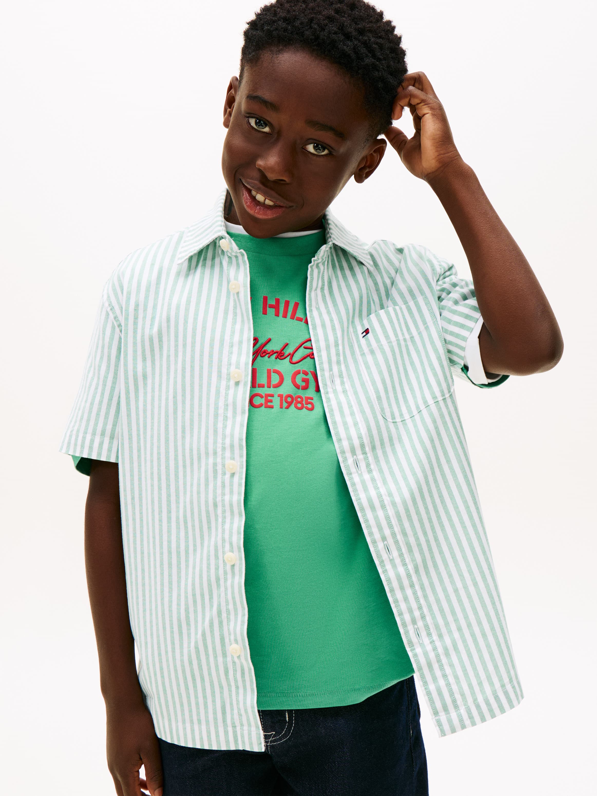 Ithaca Stripe Short Sleeve Oxford Shirt