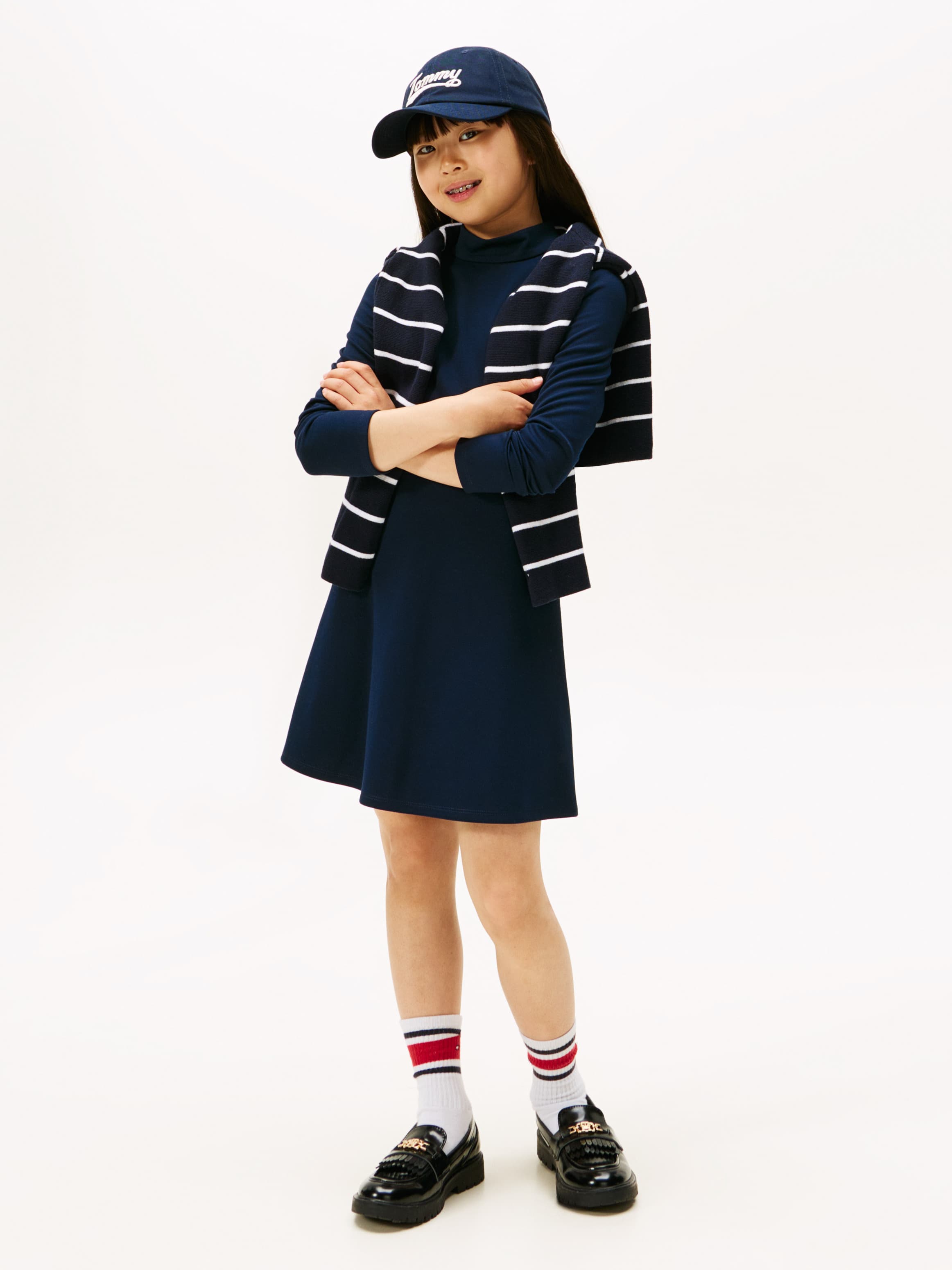 Sparkle Logo Mock Neck Skater Dress