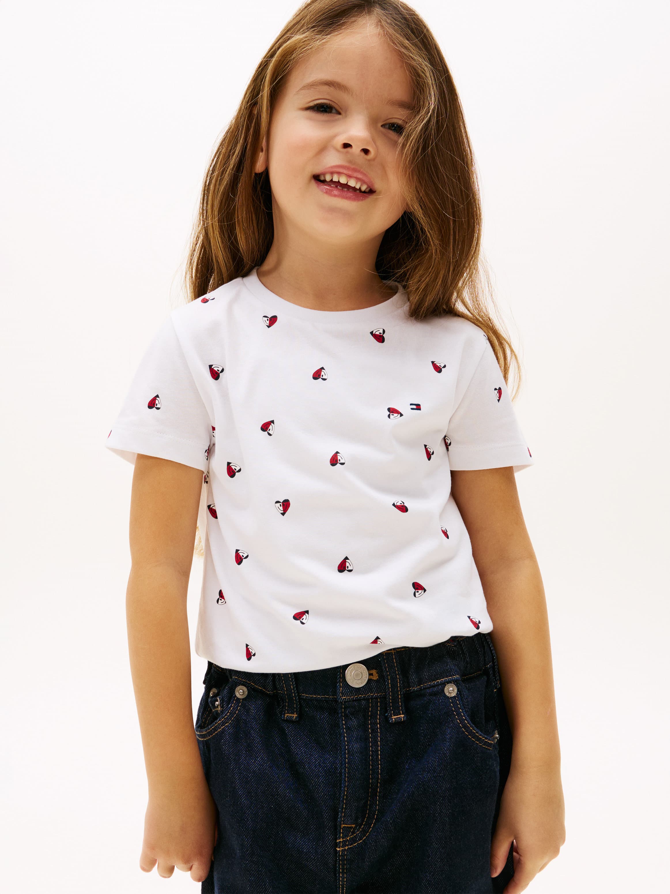 Smiley Heart Flag Print T-Shirt