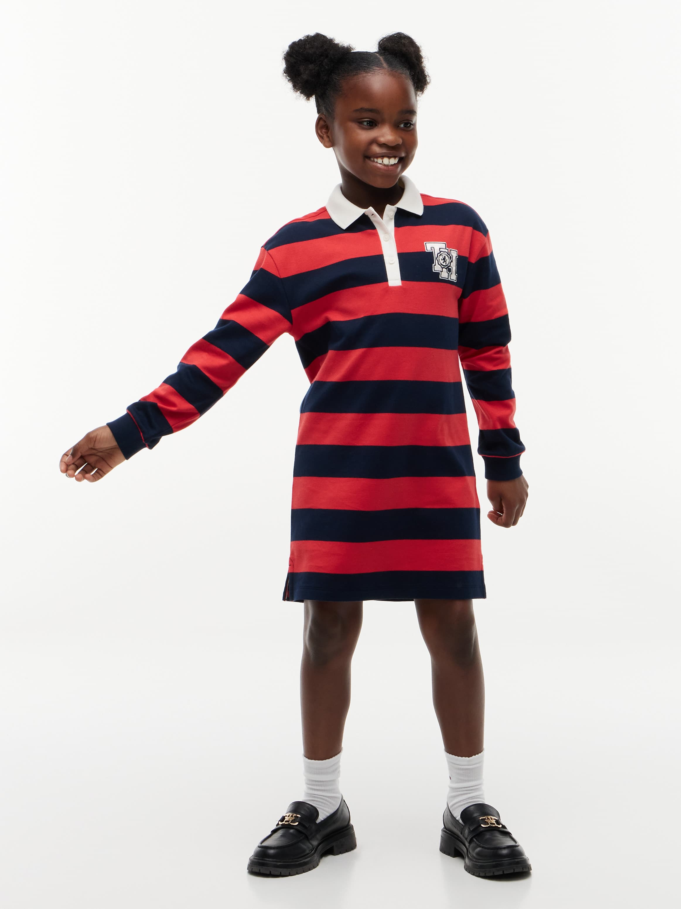 Rugby Stripe Long Sleeve Polo Dress