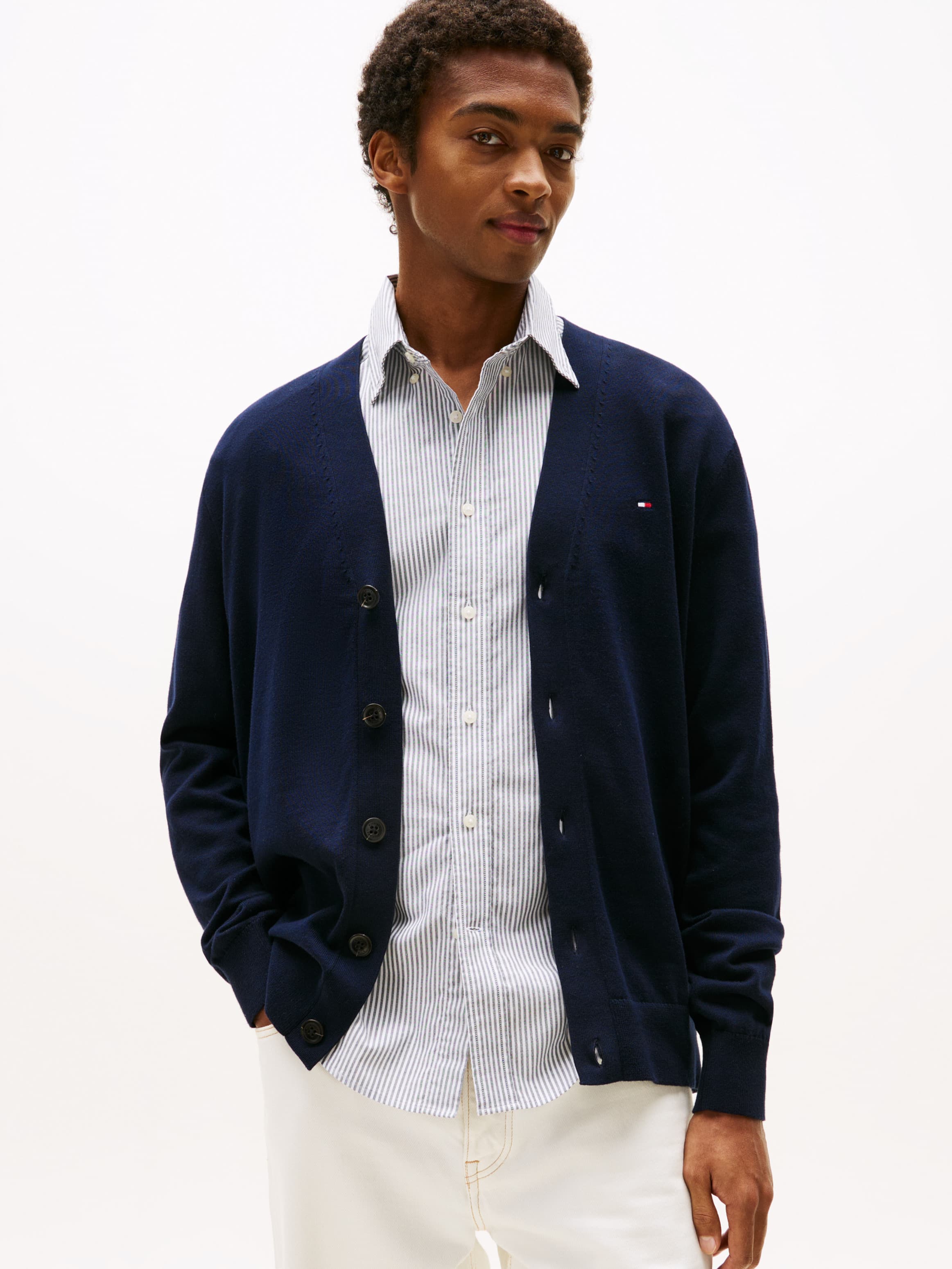 Flag Embroidery V-Neck Cardigan