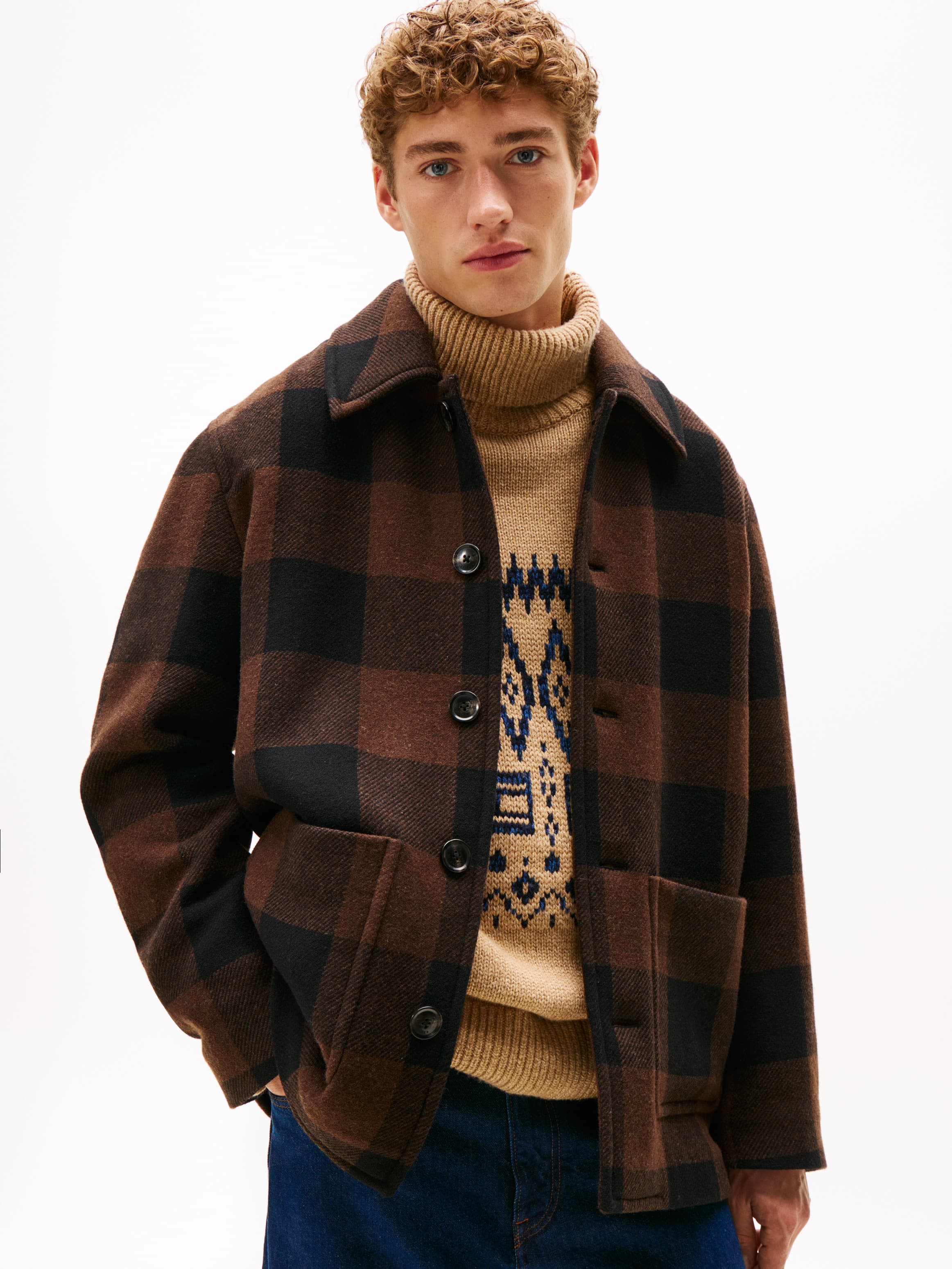 Wool Blend Check Chore Jacket