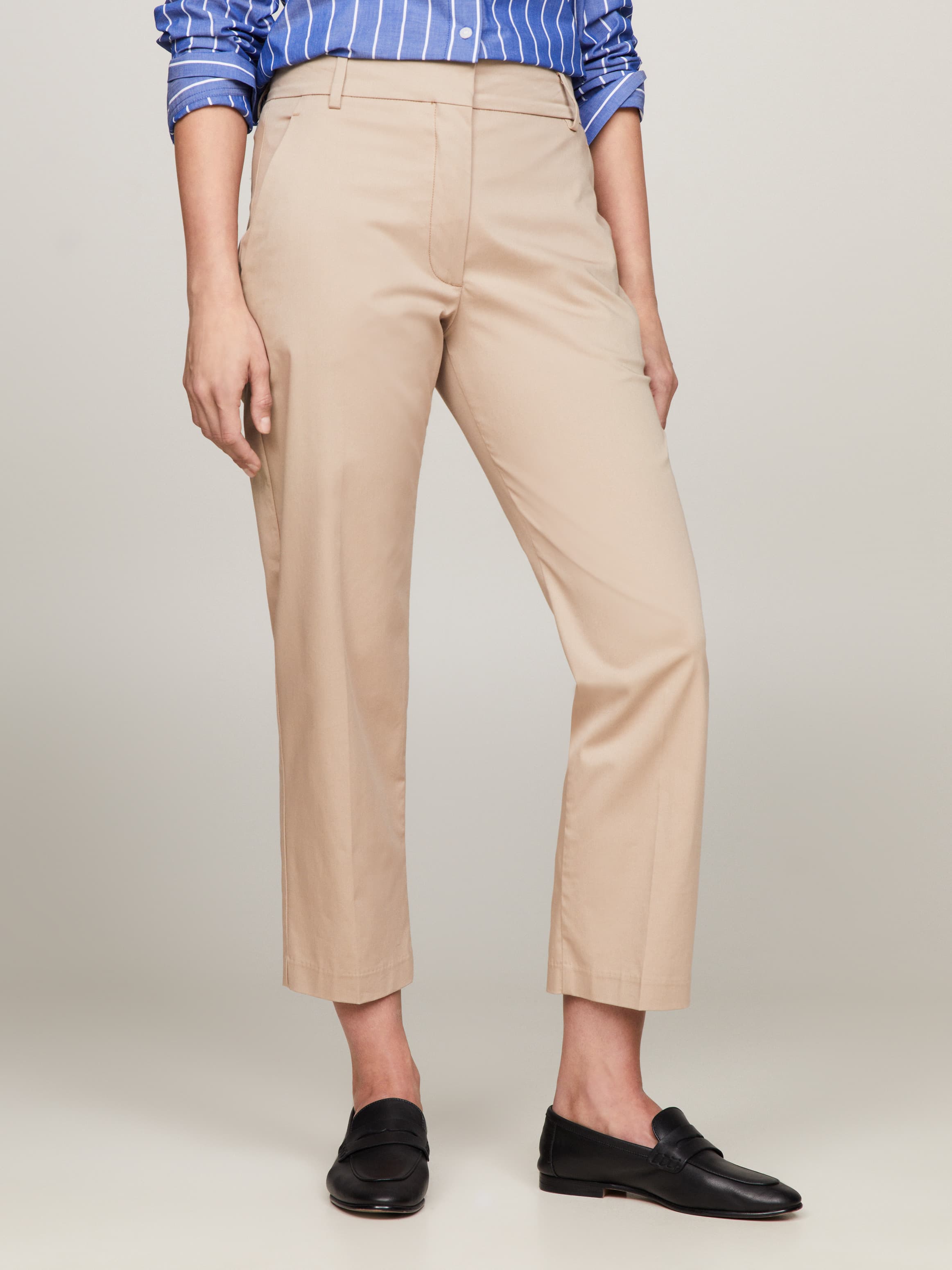 Cotton Blend Slim Fit Straight Leg Chinos