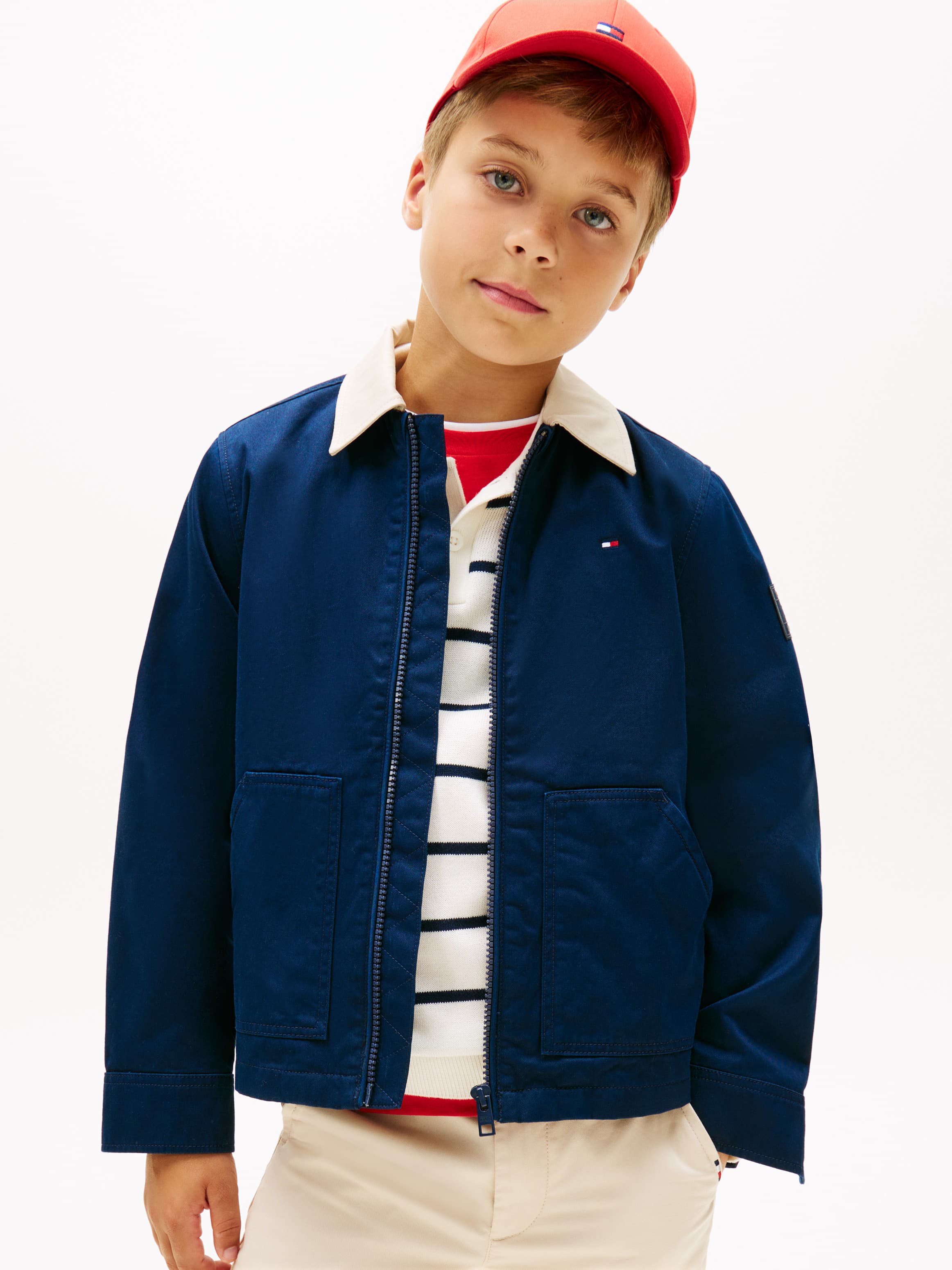 Essential Contrast Collar Zip-Thru Jacket