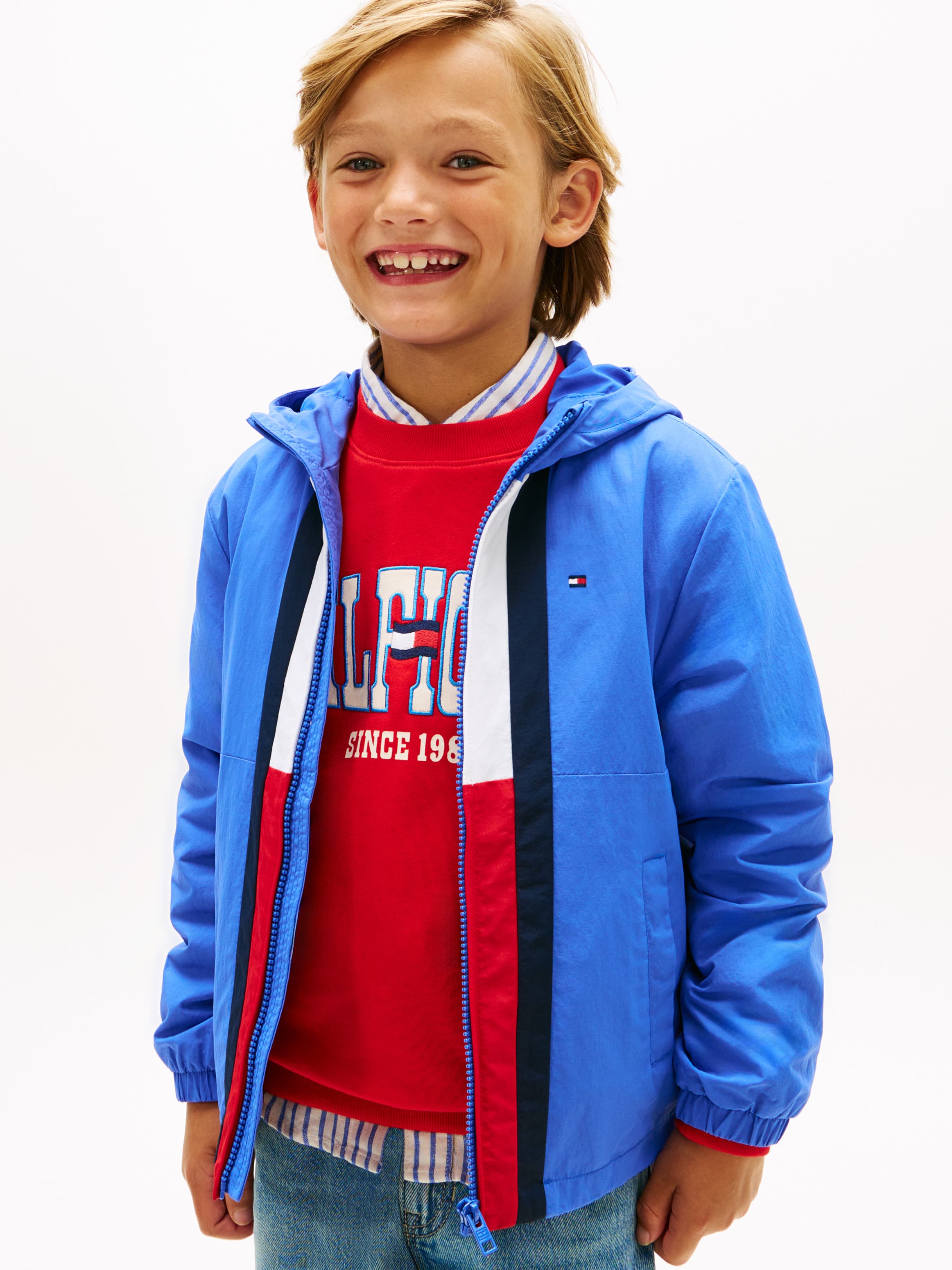 Colour-Blocked Flag Hooded Jacket