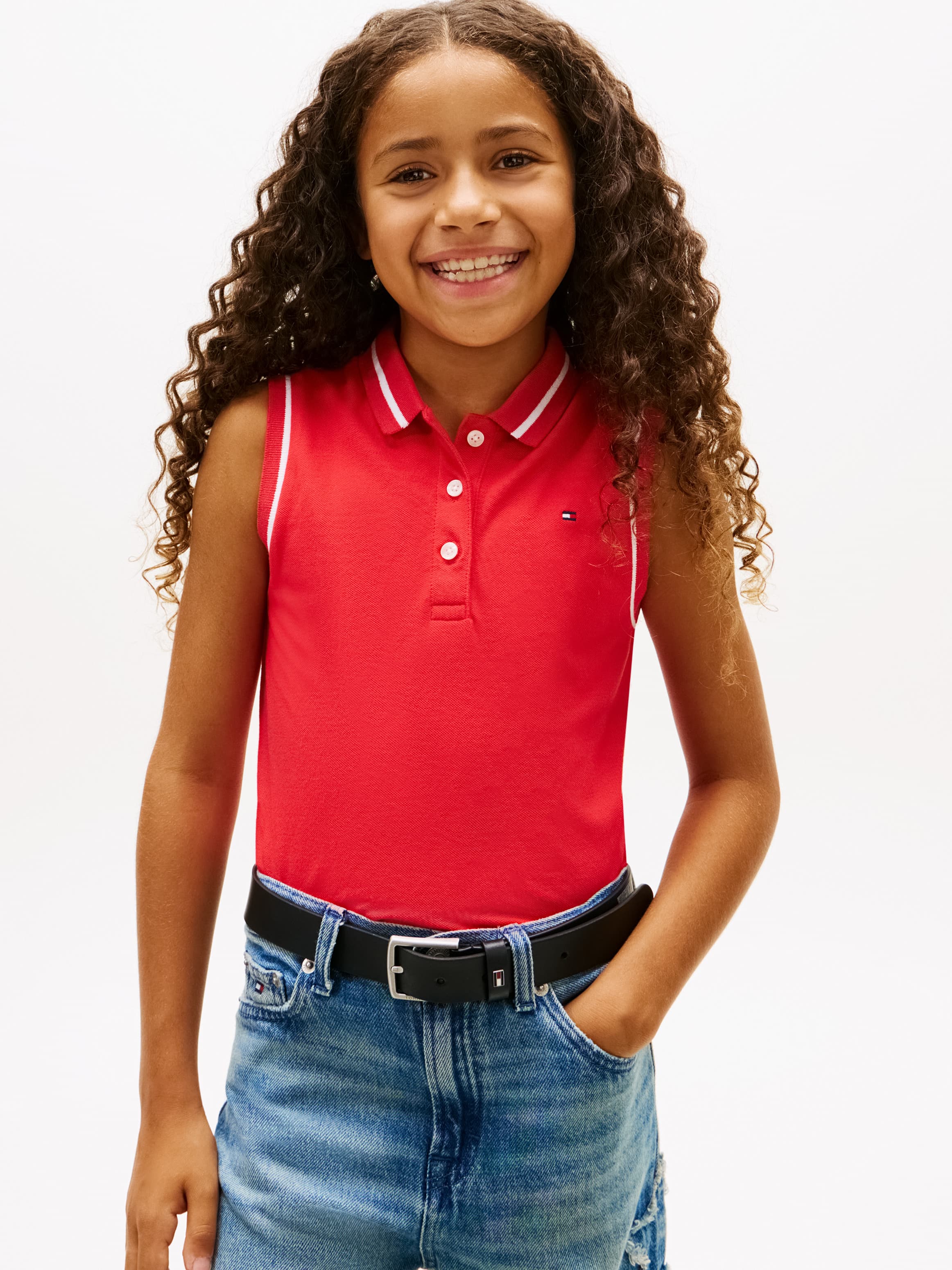 Essential Tipped Sleeveless Polo T-Shirt