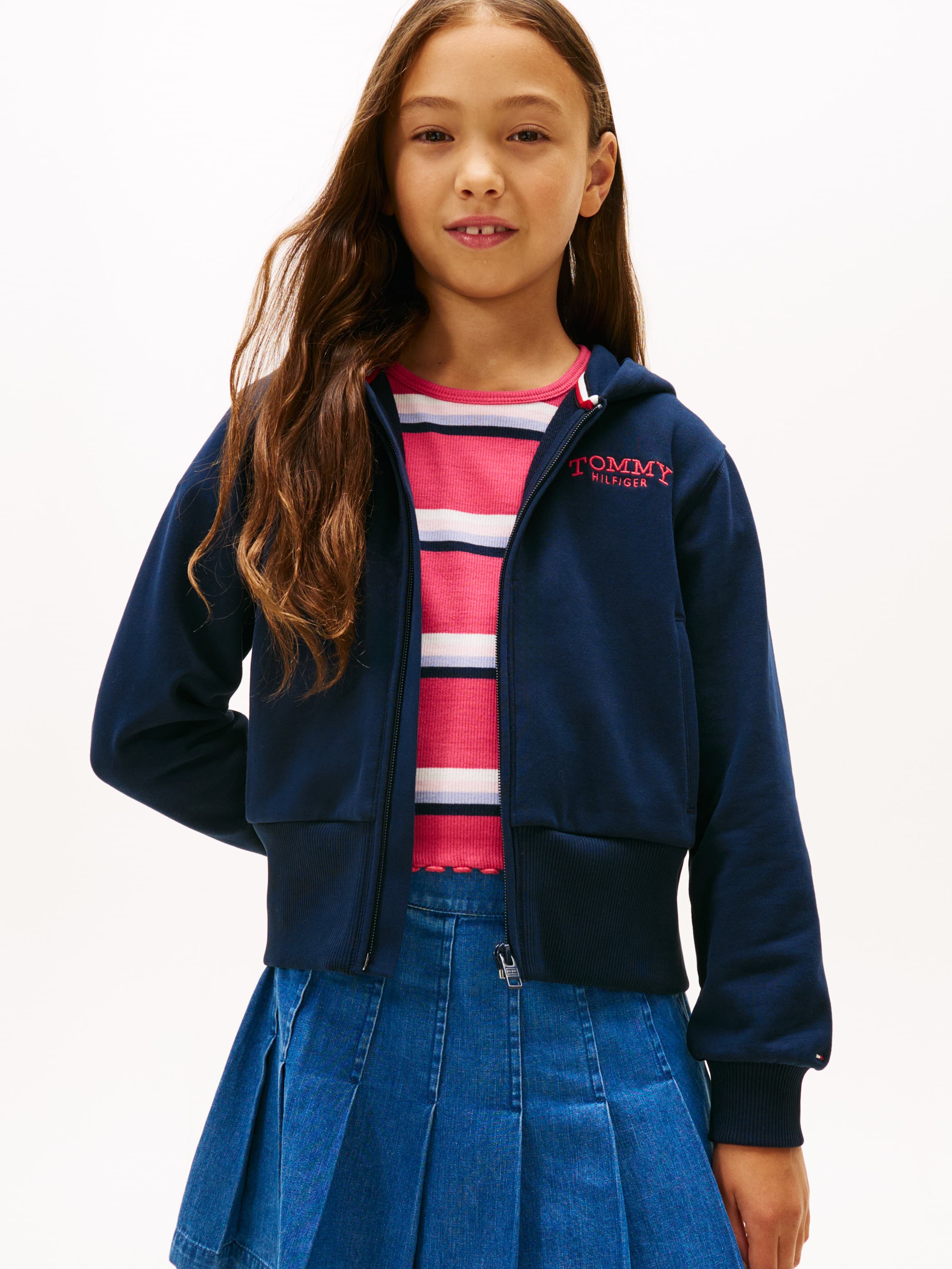 Back Logo Embroidery Zip-Thru Terry Hoodie