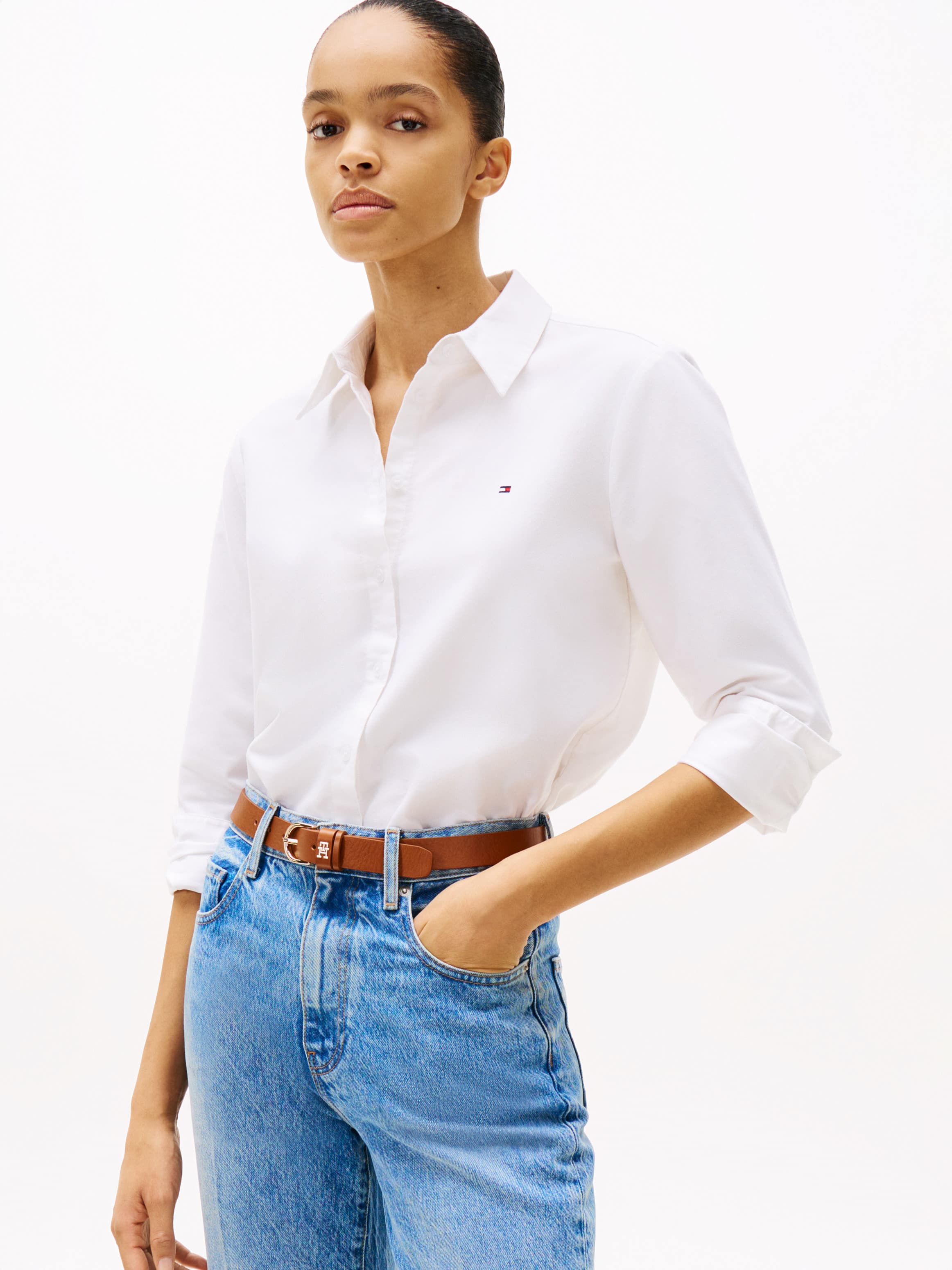 Relaxed Fit Flag Embroidery Oxford Shirt