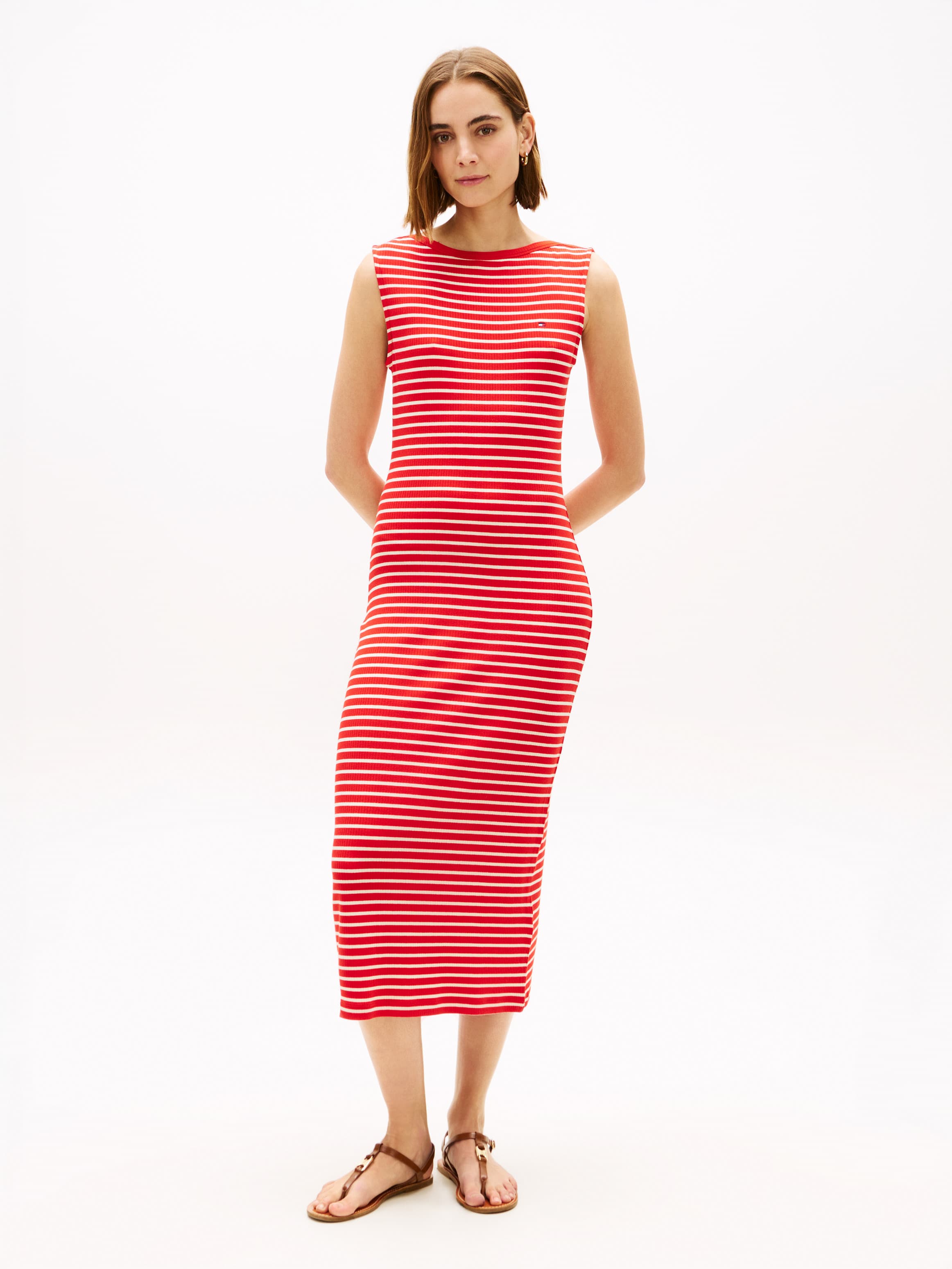 Boat Neck Slim Midi Bodycon Dress