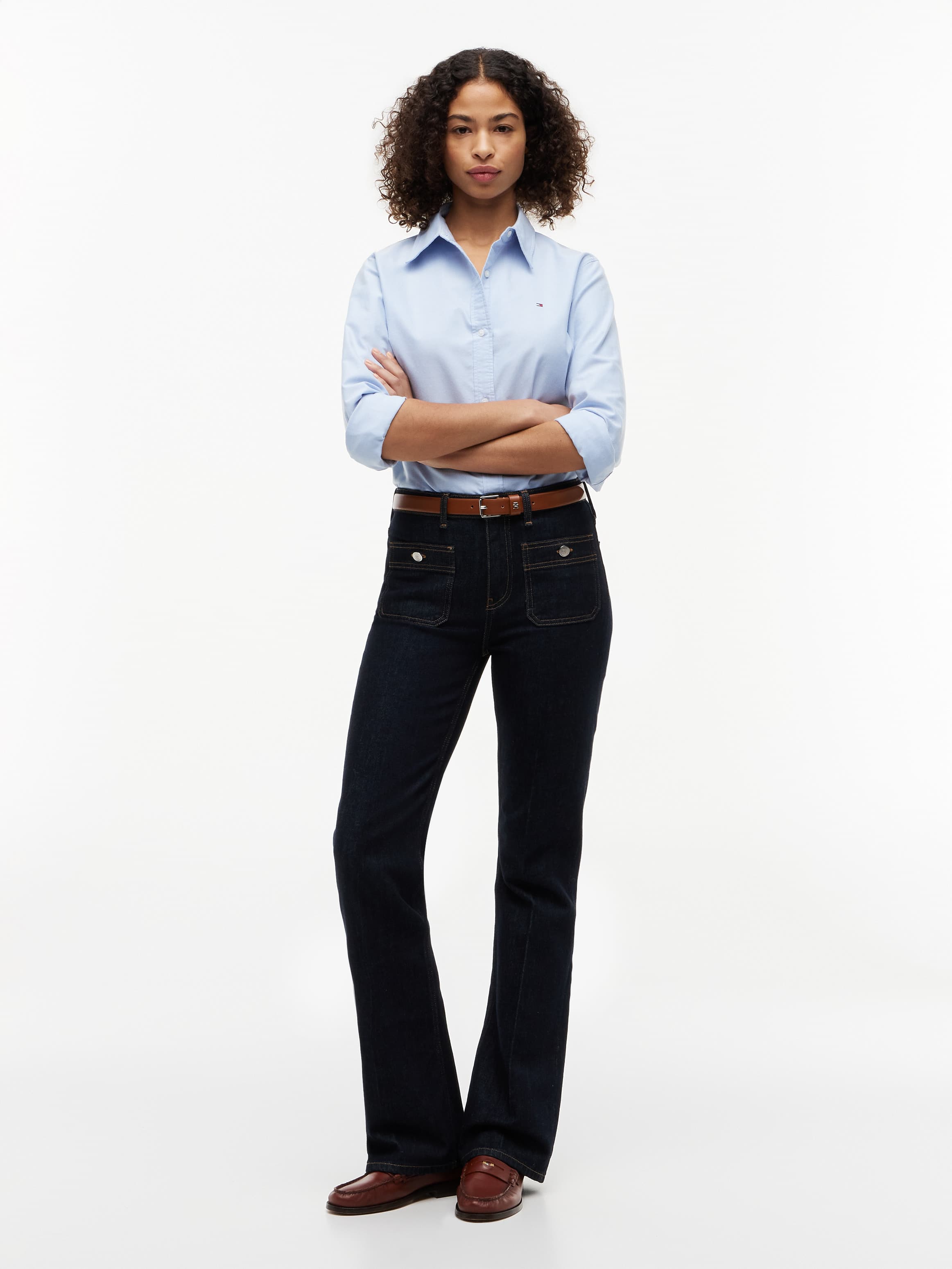 Patch Pocket Mid Rise Bootcut Jeans